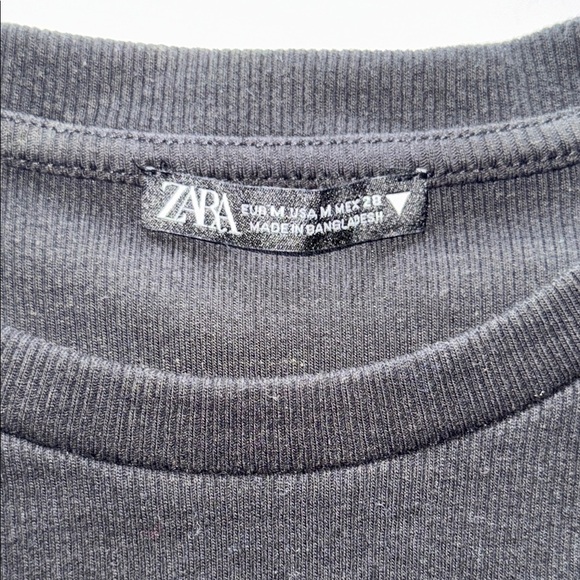 Zara Black Long Sleeve Bodysuit Ribbed Knit Double Snap Sz Medium - Picture 4 of 9
